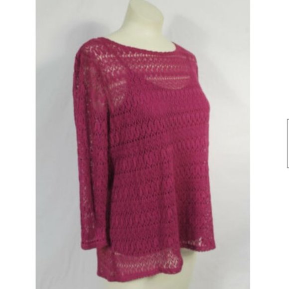 Style + Co Raspberry Pink Lace Top + Cami Set S - Picture 3 of 5